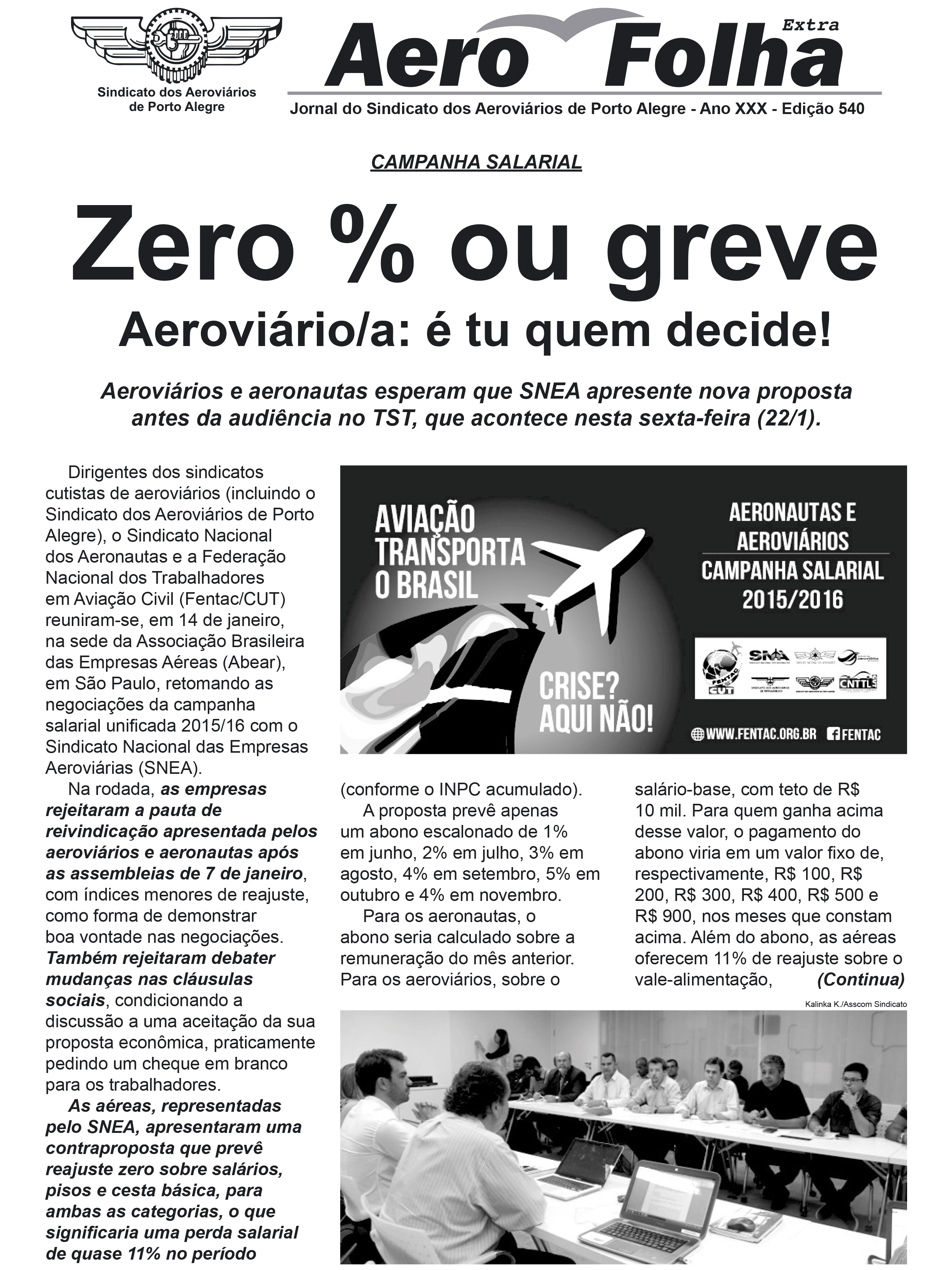 AeroFolha - Sindicato dos Aeroviários de Porto Alegre  - Greve