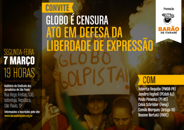 Imagem de SP: Em defesa da liberdade de expressão, Movimentos sociais realizam ato contra a Globo nesta segunda (7)