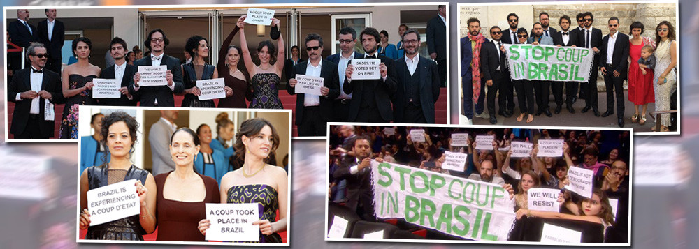 Imagem de França: Protesto contra golpe chega ao tapete vermelho de  Cannes 