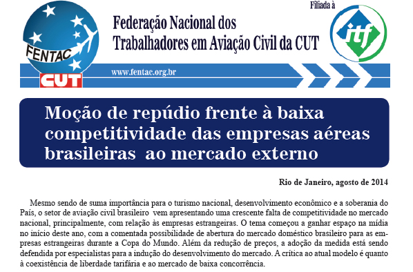 Imagem de Congresso ITF: FENTAC divulga moção em defesa dos trabalhadores na aviação civil brasileira