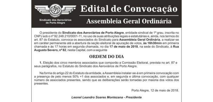 Imagem de Porto Alegre: Aeroviários elegem Comissão eleitoral nesta quinta (17)
