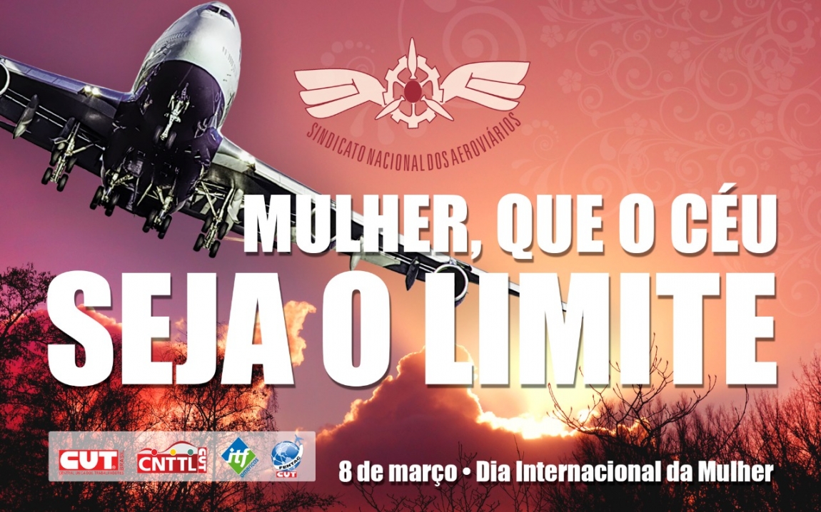 Imagem de 8 de março: Sindicato Nacional dos Aeroviários destaca luta contra o machismo no meio sindical
