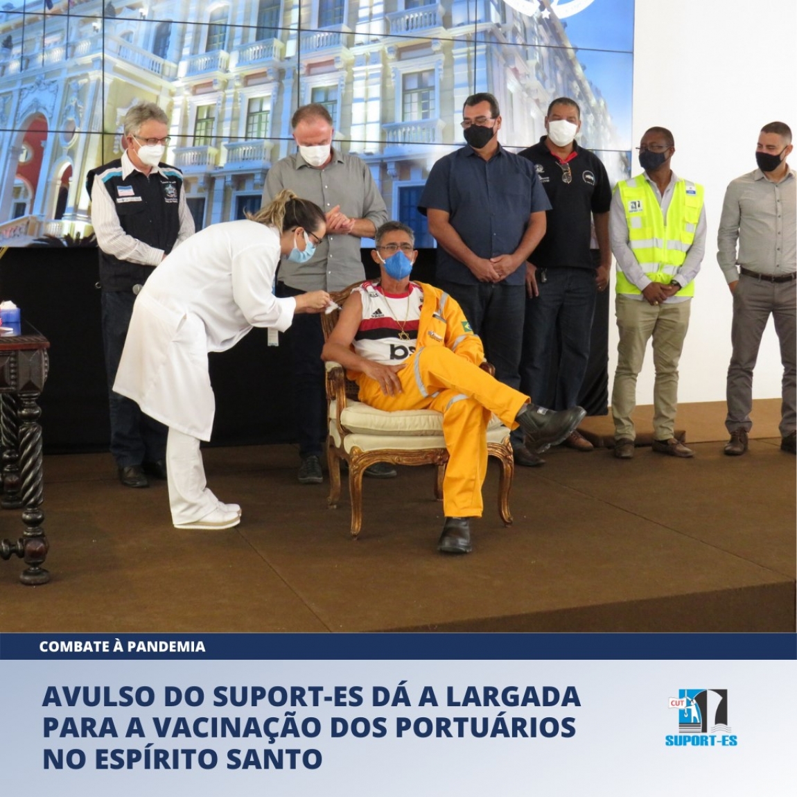 Imagem de Portuários cariocas, capixabas e gaúchos recebem primeira dose da vacina contra COVID-19