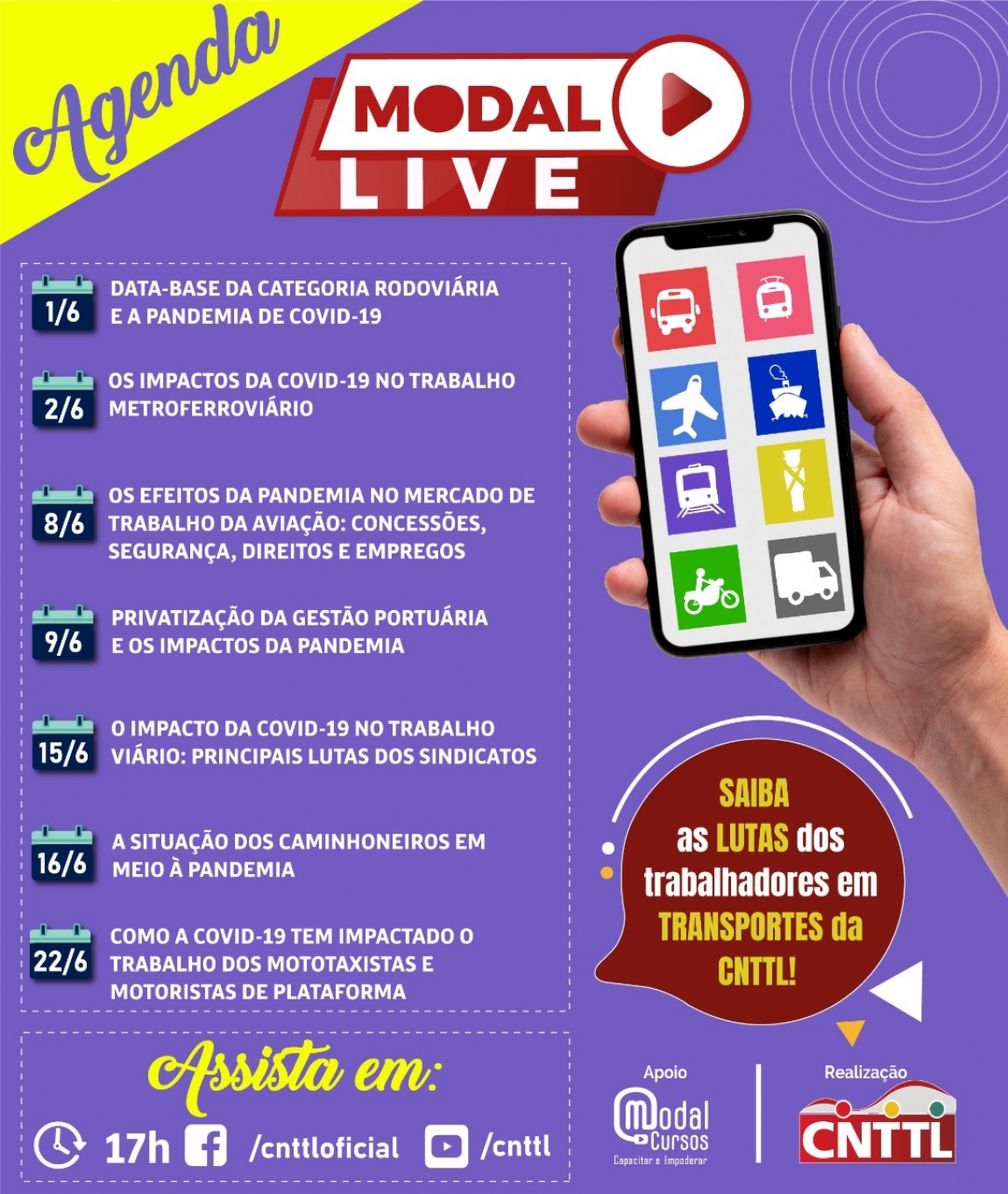 Imagem de Confira a programação da MODAL-LIVE da CNTTL em junho 