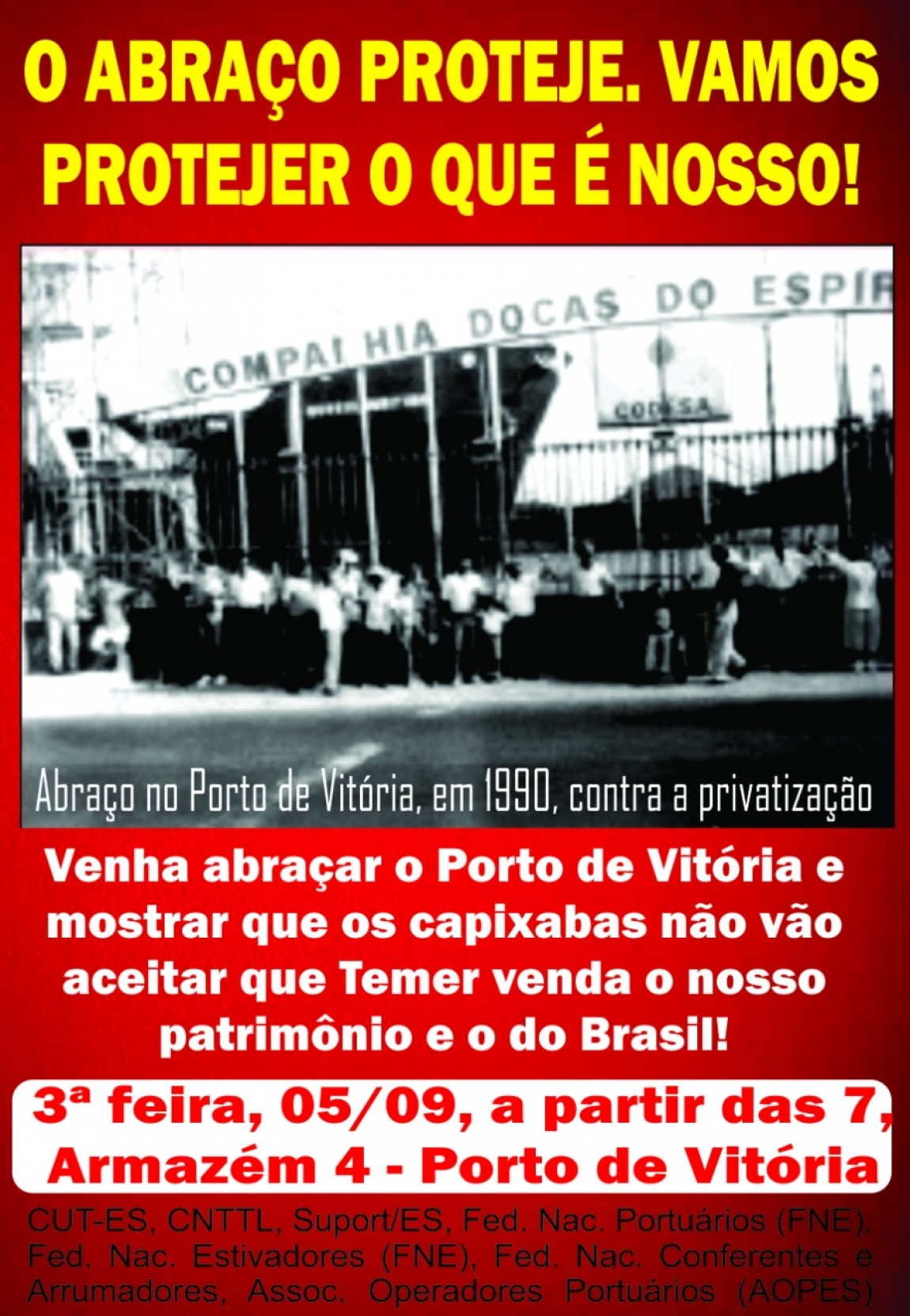 Imagem de Espírito Santo: Contra a privatização da Codesa, portuários e população capixaba farão abraço simbólico ao Porto de Vitória