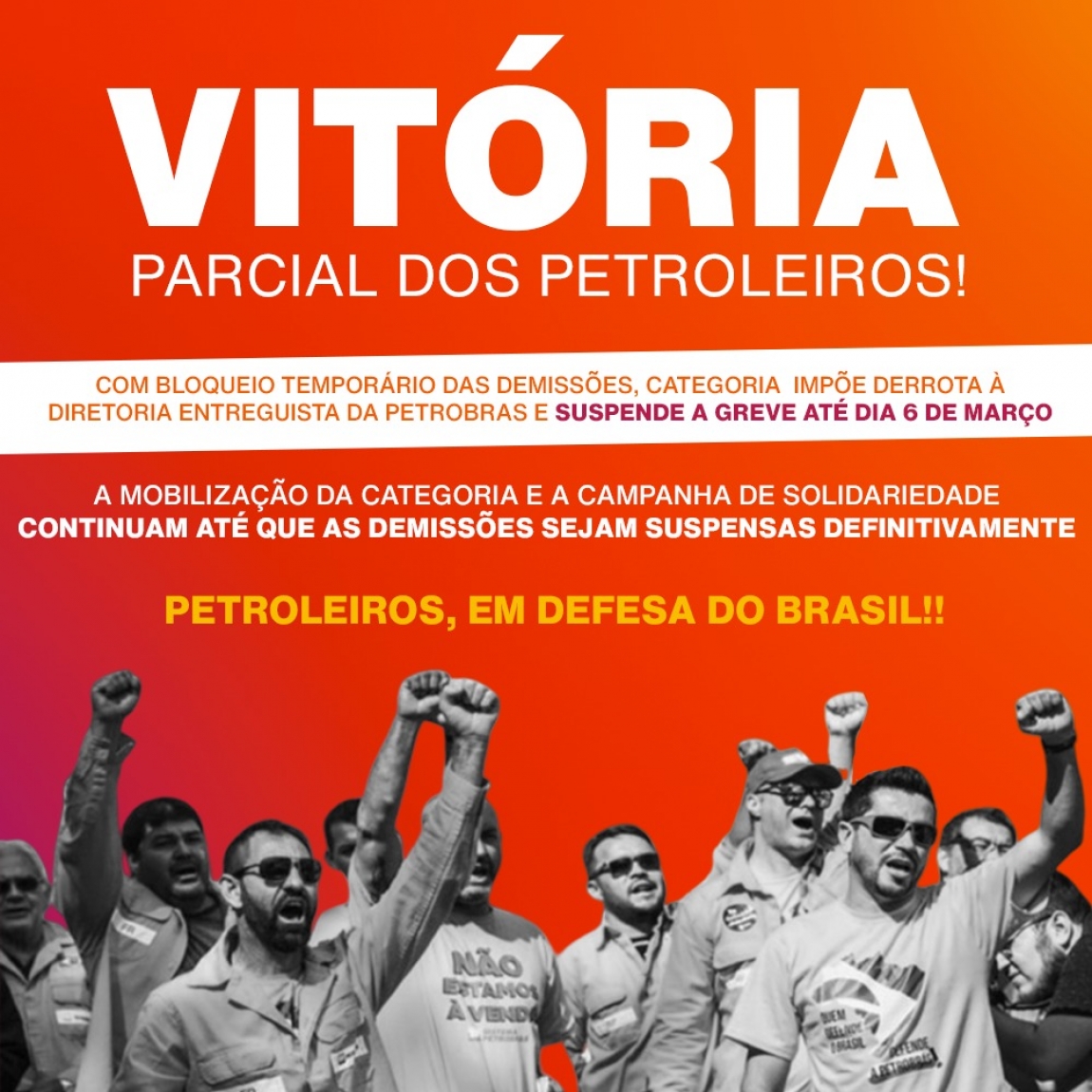 Imagem de Petroleiros aprovam suspensão provisória da greve para acumular forças na negociação com TST