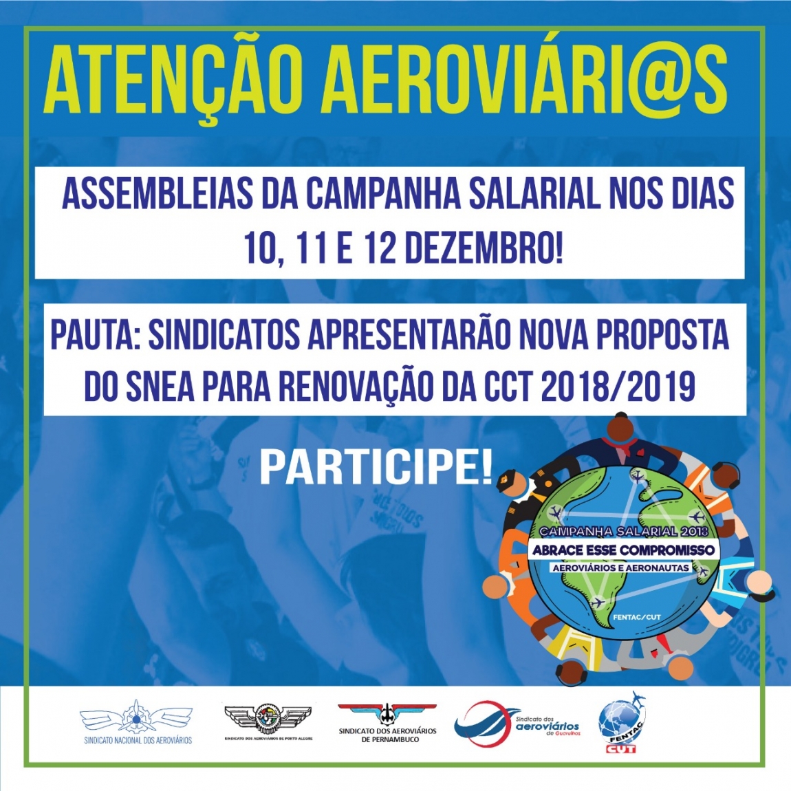Imagem de Campanha Salarial: Aeroviários vão avaliar nova proposta das empresas aéreas em assembleias nos dias 10, 11 e 12 de dezembro  