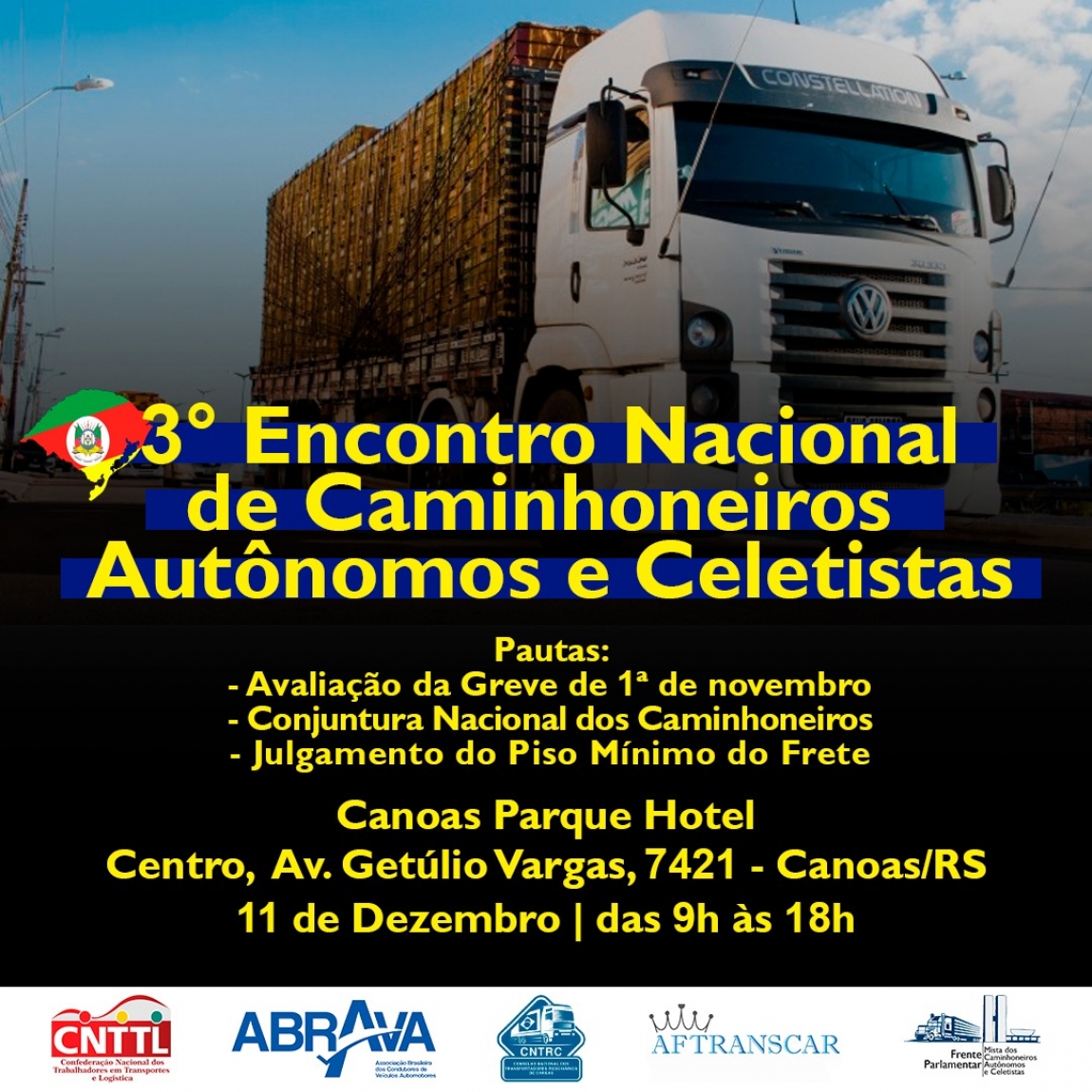Imagem de CNTTL, ABRAVA e CNTRC realizarão 3º Encontro Nacional dos Caminhoneiros no dia 11