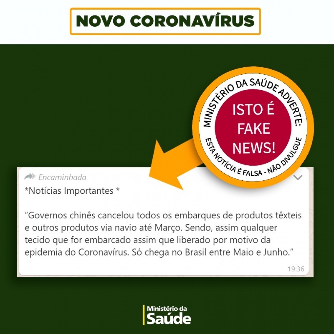 Imagem de Fake news atingem 85% das mensagens sobre coronavírus checadas pelo Ministério da Saúde