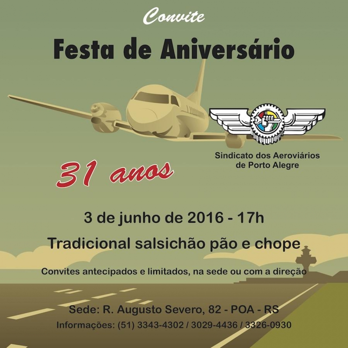 Imagem de Porto Alegre: Sindicato dos Aeroviários comemora 31 anos com festa 