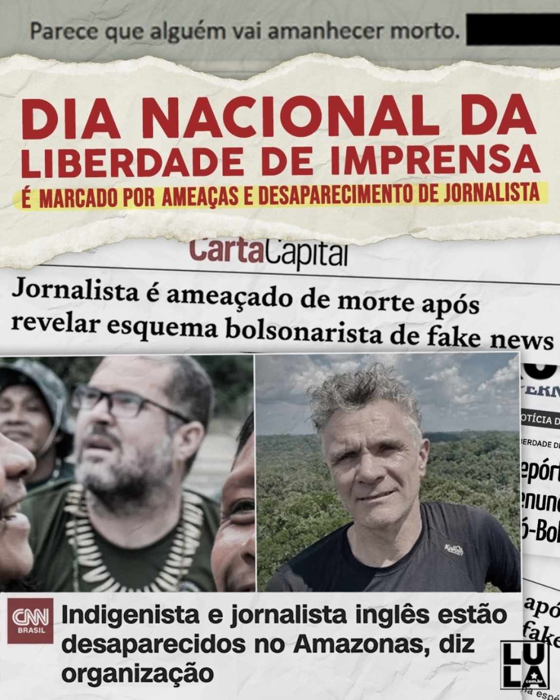 Dia Nacional da Liberdade de Imprensa é marcado por ameaças e  desaparecimento de jornalista :: CNTTL - Confederação Nacional Dos  Trabalhadores Em Transportes e Logística